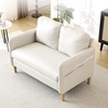 image:imageVINGLI 47 Small Couch Linen Loveseat Sofa Light Grey Mini Couch Mid Century Modern Decor Love Seat for Small Spaces Living Room Bedroom Play RoomBeige