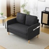 image:imageVINGLI 47 Small Couch Linen Loveseat Sofa Light Grey Mini Couch Mid Century Modern Decor Love Seat for Small Spaces Living Room Bedroom Play RoomBlack
