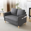 image:imageVINGLI 47 Small Couch Linen Loveseat Sofa Light Grey Mini Couch Mid Century Modern Decor Love Seat for Small Spaces Living Room Bedroom Play RoomDark Grey