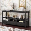 image:imageVINGLI 58 Console Table Long Entryway Table with 3 Drawers amp 2 Storage Shelves Vintage Sofa Table Behind Couch TV Stands for Living Room Entryway Hallway Foyer Office BlackBlack