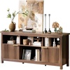 image:imageVINGLI 58 Walnut TV Stand for TVs up to 70 Modern Fluted TV Stand with Storage and Adjustable Shelves MidCentury Modern Entertainment Center for Living Room amp Bedroom