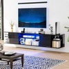 image:imageVINGLI 63 Black Floating TV Stand with RGB Lights Wall Mounted Entertainment Center with Storage High Glossy Media Console with Storage Cabinet Shelf Under TV with Power Outlet for Living Room