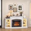 image:imageVINGLI 70 Fireplace TV Stand with Mantel Modern TV Stand with LED Light for TVs Up to 80 Entertainment Center with Storage for Bedroom 23 Electric Fireplace Insert Heater for Living Room