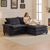 image:imageVINGLI 87 Chenille Double Layer Loveseat Sofa with 1 Ottoman LShaped Sectional Cloud Couch for Small Spaces Modern 2Seater Sofa Set for Living Room amp Apartment Light BrownBlack