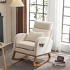 image:imageVINGLI Beige Linen Rocking Chair Nursery with Thick Headrest Upholstered MidCentury Modern Nursing Rocker Glider with Curved Armrest Sturdy Solid Wood Base for Living Room Bedroom Baby Room