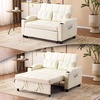 image:imageVINGLI Beige Loveseat Sleeper Sofa Convertible Futon Sofa Bed Faux Leather Pullout Couch Bed with USB Ports Cup Holders Armrest for Living Room Bedroom Home Office Apartment
