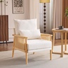image:imageVINGLI Boho Braid Accent Armchairs Set of 2MidCentury Modern Chiars with Solid Wooden ArmrestComfy Louge Cushion Chairs with Waist Pillow for BedroomLiving RoomReading Room Gray BeigeChenille Beige