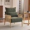 image:imageVINGLI Boho Braid Accent Armchairs Set of 2MidCentury Modern Chiars with Solid Wooden ArmrestComfy Louge Cushion Chairs with Waist Pillow for BedroomLiving RoomReading Room Gray BeigeChenille Dark Green