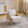 image:imageVINGLI Boho Rattan Braided Accent Chair with Solid Wood 315 Wide Armrests Chenille Upholstery Indoor Lounge Chair with Lumbar Pillow amp Rope Arms for Living Room Bedroom Reading Room Sage GreenBeige