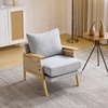 image:imageVINGLI Boho Rattan Braided Accent Chair with Solid Wood 315 Wide Armrests Chenille Upholstery Indoor Lounge Chair with Lumbar Pillow amp Rope Arms for Living Room Bedroom Reading Room Sage GreenGray Beige