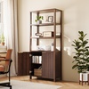 image:imageVINGLI Bookcase with Fluted Doors 71 Wood Storage Cabinet with Adjustable Shelves 6Tier Display Cabinet Bookshelf for Study Living Room Home Office Kitchen Pantry WalnutDark Walnut