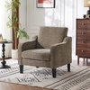 image:imageVINGLI Chair Olive Green Upholstered Chenille Accent Chair for Living Room Bedroom MidCentury Modern Arm Chair Comfy Reading Chair with Scooped ArmsLight Brown