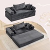 image:imageVINGLI Convertible Futon Sofa Bed Upholstered Corduroy Boneless Couch King Size Floor Loveseat Sleeper Sofa with 2in1 Throw Pillow amp Blanket Couches for Living Room Bedroom Lounge GreenDark Grey