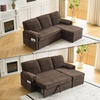 image:imageVINGLI Convertible Sofa Bed Couches for Living Room Sleeper Sofa with Pull Out Couch Bed CloudLike Plush Fleece LShape Sectional Couch with Storage Chaise USB Charging Side Pockets Dark Brown