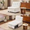 image:imageVINGLI Convertible Sofa Bed Tufted Teddy Fleece Sleeper Chair Bed Couch Armless Living Room Chairs with Adjustable Backrest Pull Out Couch Bed for Small SpacesWhite