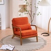 image:imageVINGLI Cozy Living Room Chairs Linen Pink Accent Chairs Set of 2 Wood Lounge Chairs for Bedroom Comfy Mid Century Modern Armchair Upholstered Reading Side Chairs for AdultsLinenburnt Orange