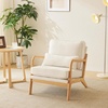 image:imageVINGLI Cozy Living Room Chairs Linen Pink Accent Chairs Set of 2 Wood Lounge Chairs for Bedroom Comfy Mid Century Modern Armchair Upholstered Reading Side Chairs for AdultsCoarse Linenbeige