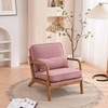 image:imageVINGLI Cozy Living Room Chairs Linen Pink Accent Chairs Set of 2 Wood Lounge Chairs for Bedroom Comfy Mid Century Modern Armchair Upholstered Reading Side Chairs for AdultsLinenpink