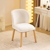 image:imageVINGLI Cute CloudBack Armless Vanity Chair with No Wheels Modern Desk Chair with 4 Solid Wood Legs for Girls Plush Chenille Velvet Comfy Makeup Accent Chair for BedroomLiving RoomOffice BeigeWhite Cream