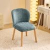 image:imageVINGLI Cute CloudBack Armless Vanity Chair with No Wheels Modern Desk Chair with 4 Solid Wood Legs for Girls Plush Chenille Velvet Comfy Makeup Accent Chair for BedroomLiving RoomOffice BeigeOcean Blue