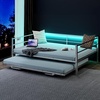 image:imageVINGLI Daybed with Trundle Bed Twin Charging Station and LED LightsHeavy Duty Metal Twin Daybed with Pop up Trundle for Living RoomBedroomGuest Room No Box Spring NeededBlackWhite