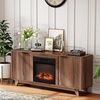 image:imageVINGLI Fireplace TV Stand for up to 70 inch TVs Fluted Entertainment Center with Electric Fireplace Heater amp Adjustable Shelves Fireplace Media Console Table for Living Room OakWalunt