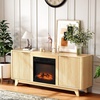 image:imageVINGLI Fireplace TV Stand for up to 70 inch TVs Fluted Entertainment Center with Electric Fireplace Heater amp Adjustable Shelves Fireplace Media Console Table for Living Room OakOak
