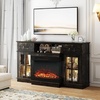 image:imageVINGLI Fireplace TV Stand up to 65 TVs 3Sided Glass Entertainment Center with Electric Fireplace Heater amp Glass Doors and Drawers Media Console Table with LED Living Room Dark Rustic Oak