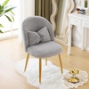 image:imageVINGLI Fluffy Girls Vanity Chair with Back amp PillowCute Small Cozy Desk Chair No WheelsComfy Makeup Ch with Ajustable Gold Legsfor BedroomLiving RoomSmall SpacePinkGreyplush