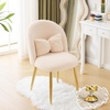 image:imageVINGLI Fluffy Girls Vanity Chair with Back amp PillowCute Small Cozy Desk Chair No WheelsComfy Makeup Ch with Ajustable Gold Legsfor BedroomLiving RoomSmall SpacePinkKhakiplush