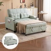 image:imageVINGLI Green Futon Sofa Bed Convertible Loveseat Sleeper Couch Faux Leather Pullout Sofa Fold Out Couch Bed with USB Ports Cup Holders Armrest for Living Room Bedroom Apartment RoomLight Green