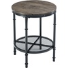 image:imageVINGLI Industrial Round End Table  20 Metal amp Wooden Side Table for Couch amp Living RoomIndustrial Walnut