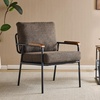 image:imageVINGLI MidCentury Modern Accent Armchiar for Small Space Small Comfy Upholstered Leisure Reading Chair with Wood Armrest for Bedroom Living Room Waiting Room Linen GreyLinen Expresso