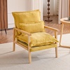 image:imageVINGLI MidCentury Modern Cloud Accent Armchair with Lumbar Pillow 63 Thick Seat Cushion Comfortable Reading Chair with Wooden ArmrestsBoho Lounge Chair for Bedroom Living Room Chenille GreyChenille Yellow