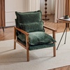 image:imageVINGLI MidCentury Modern Cloud Accent Armchair with Lumbar Pillow 63 Thick Seat Cushion Comfortable Reading Chair with Wooden ArmrestsBoho Lounge Chair for Bedroom Living Room Chenille GreyChenille Dark Green