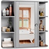 image:imageVINGLI Mirror Medicine Cabinet Wall Mounted Bathroom Storage Organizer Over Toilet with 6 Open Curved Shelves Adjustable Vanity Cupboard with Single Door for Entryway amp Living Room WhiteGrey