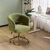 image:imageVINGLI Modern Curved Office amp Vanity Desk Chair Cute Upholstered Nail Chair with Wheels amp 360 Swivel amp Club amp Tilting amp Gold Base for Bedroom Living Room Makeup Velvet Chenille KhakiGreen