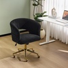 image:imageVINGLI Modern Curved Office amp Vanity Desk Chair Cute Upholstered Nail Chair with Wheels amp 360 Swivel amp Club amp Tilting amp Gold Base for Bedroom Living Room Makeup Velvet Chenille KhakiBlack