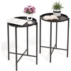 image:imageVINGLI Round Metal Side Table with Removable Tray Outdoor Patio Coffee Table Waterproof End Table for Small Spaces Outdoor Patio Living Room Bedroom Balcony XBrace amp NonSlip Pads 2 BlackBlack