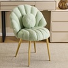 image:imageVINGLI ShellShaped Teddy Fleece Accent Vanity Chair with BackComfy Blue and Gold Desk Chair No WheelsCute Small Pearl Deco PillowGift for GirlsWomenfor MakeupOfficeDiningNailSewingBedroomGreen