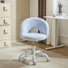 image:imageVINGLI Small Vanity Chair with Faux Fur Wheels for GirlsCute Adjustable Height Armless Office Desk Chair360Swivel Comfy Rolling for StudyMake up RoomSmall SpaceBlueFurry Blue