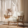 image:imageVINGLI Solid Wood Wide Armrests Accent Chair Set of 2Upholstered Mid Century Modern Chair with PillowFarmhouse Arm Chair Comfy Reading ChairChairs Living RoomBedroomGuest RoomTeddy FleeceKhakiBeige