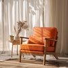 image:imageVINGLI Solid Wood Wide Armrests Accent Chair Set of 2Upholstered Mid Century Modern Chair with PillowFarmhouse Arm Chair Comfy Reading ChairChairs Living RoomBedroomGuest RoomTeddy FleeceKhakiBurnt Orange