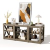 image:imageVINGLI TV Stand for 70 Inch TV Farmhouse Entertainment Center with Storage Mid Century Modern Media TV Console Table for Living Room Bedroom Gray Oak