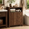 image:imageVINGLI Tall Corner Cabinet with Fluted Doors 68 Walnut Corner Storage Cabinet with Adjustable Shelves Freestanding Wood Corner Bookshelf for Bathroom Living Room amp Kitchen SpaceSavingDark Walnut