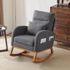 image:imageVINGLI Teddy Fleece Low Seat Rocking ChairBoucle Upholstered Nursery Glider Chair with Side PocketsAccent Arm Chair with High BackrestComfy Head RestSolid Woodfor Living Room BedroomBeigeGreylinen