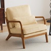 image:imageVINGLI Upgraded Premium Corduroy Accent ChairUpholstered Arm ChairSolid Wood Comfy Reading Chair with Lumbar Pillow Mid Century Modern Chairs for Living RoomBedroomGuest RoomLight GreyDark Beige1pc