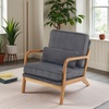 image:imageVINGLI Upgraded Premium Corduroy Accent ChairUpholstered Arm ChairSolid Wood Comfy Reading Chair with Lumbar Pillow Mid Century Modern Chairs for Living RoomBedroomGuest RoomLight GreyDark Grey1pc