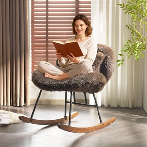 image:imageVINGLI 256 Extra Wide Criss Cross Nursery Rocking ChairCute Curved 115 Reclining Armless GliderTeddy Small Rocker wPillow amp Solid Wood for IndoorBedroom Living RoomTeddy FleeceBlush PinkFluffycocoa
