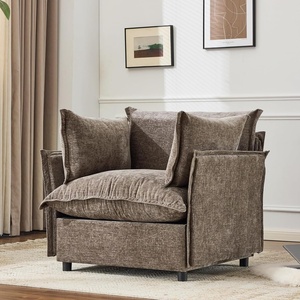 image:imageVINGLI 34 Oversized Accent Chair Light Brown Reading Chair Upholstered Armchair Soft Chenille Fabric Living Room Chairs Sofa for Adults Bedroom Home Office Play Room